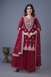 Tew Heavy Georgette Embroidery Work Top With Sharara Dupatta Online Wholesale